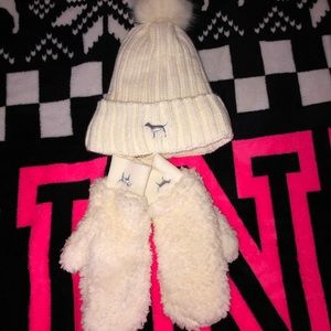 Victoria's Secret PINK Sherpa beanie set